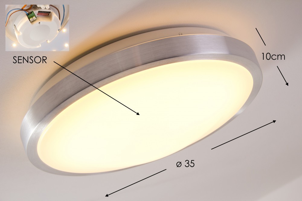 Plafoniera Esterno Sensore Movimento : Led plafoniera sensore movimento varialuce ip44 bagno design rotondo