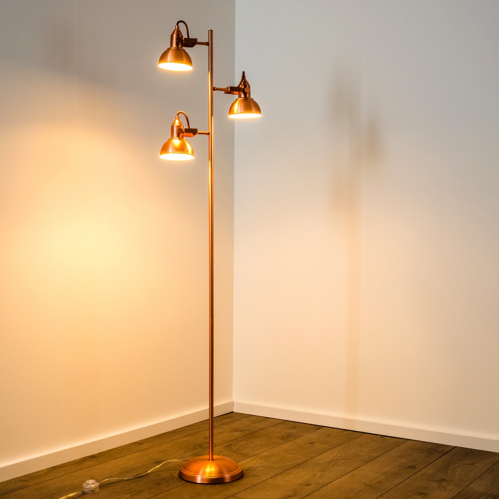 LED Design Stehleuchte Kupfer Stand Lampe Wohnzimmer Lese Licht Boden Leuchten