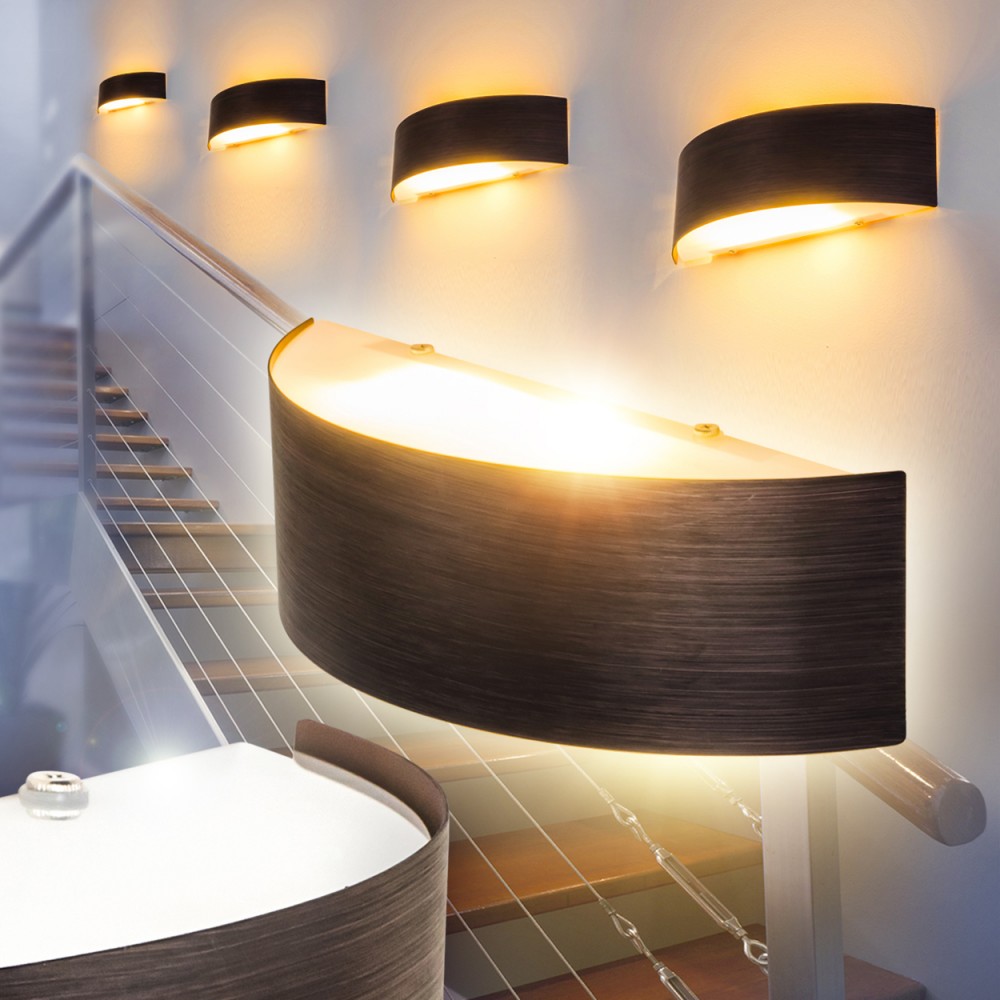 Wand Lampen Design Up Down Flur Dielen Büro Wohn Schlaf Zimmer Leuchten schwarz
